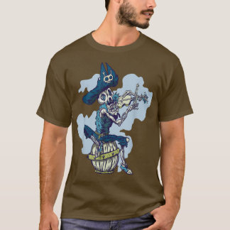 T-shirt Pirate Skeleton Skull Power Music Joue Violon T-S