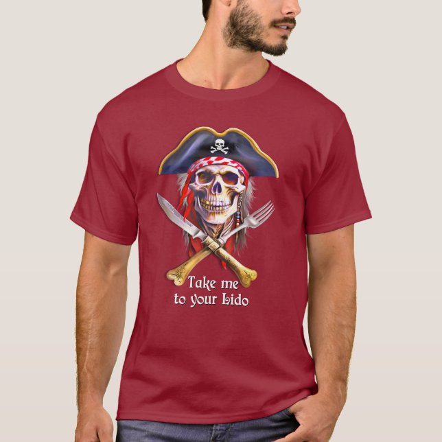 T-shirt Pirate Skull "Emmène-moi à ton Lido" (Devant)