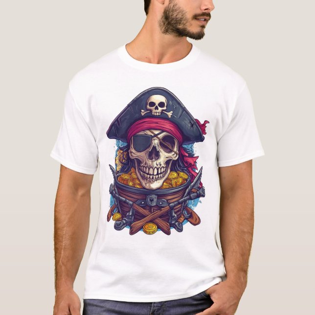 T-shirt Pirate Skull Treasure (Devant)