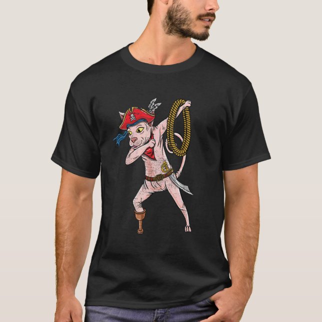 T-shirt Pirate Sphynx Dabbing Chat Vintage (Devant)