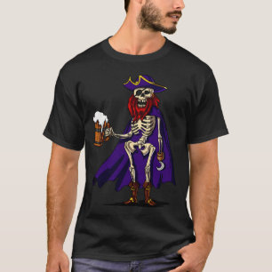 T-shirt Pirate squelette buvant de la bière