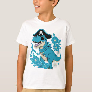 T-shirt Pirate T-Rex Ruban Floral Bleu Dinosaure Pirate