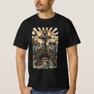 T-shirt Pirates perdus dans l'océan Halftone Noir