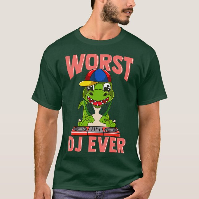 T-shirt Pire DJ Jamais Drôle T Rex Dinosaur Sarcastique Pu (Devant)