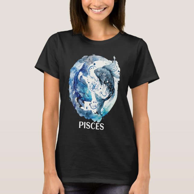 T-shirt Pisces 2 Fishes Zodiac Sign Astrological Water Nep (Devant)