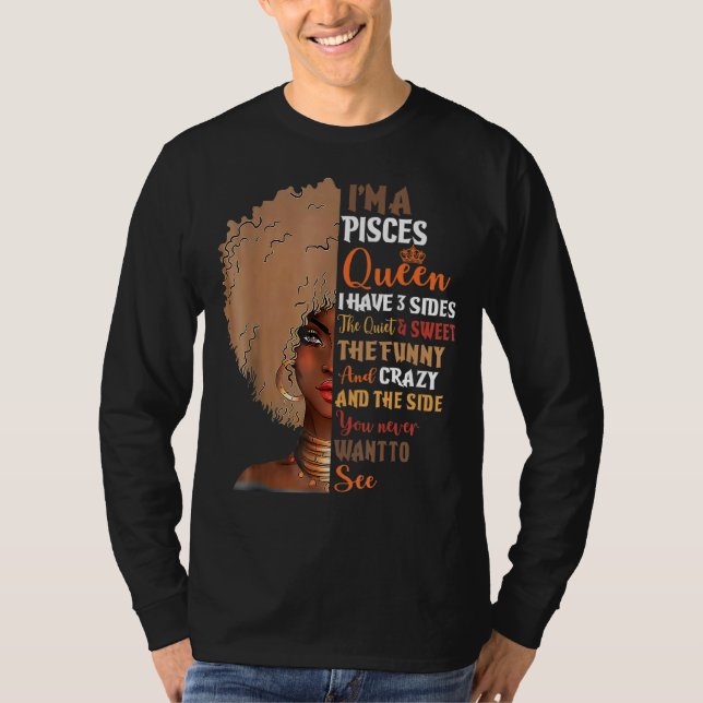 T-shirt Pisces Queens Sont Nés En Février Mars Africain W (Devant)