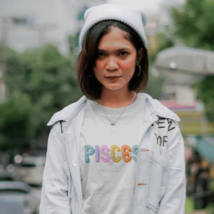 T-shirt Pisces typographie zodiaque tendance coloré
