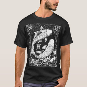 T-shirt Pisces Zodiac Art japonais   Double Koi Poisson Es