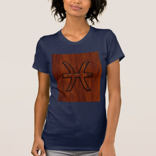 T-shirt Pisces Zodiac Connexion en bois acajou