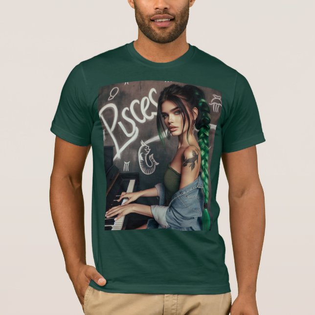 T-shirt Pisces Zodiac Musicien Piano (Devant)
