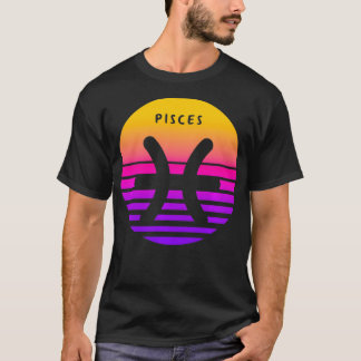 T-shirt Pisces Zodiac Sign Vintage Sunset Retro Pisces Bi