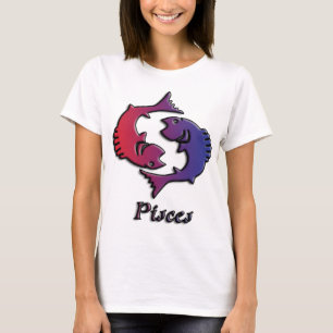 T-shirt Pisces Zodiac signe de naissance Rouge Purple astr