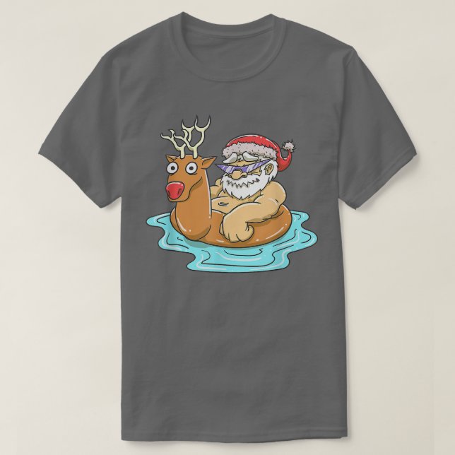 T-shirt Piscine de rennes de Santa Claus Float Été Fun Noë (Design devant)