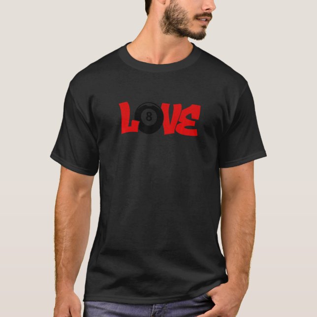 T-shirt Piscine Graphique Amour Billard Snooker Queue de B (Devant)