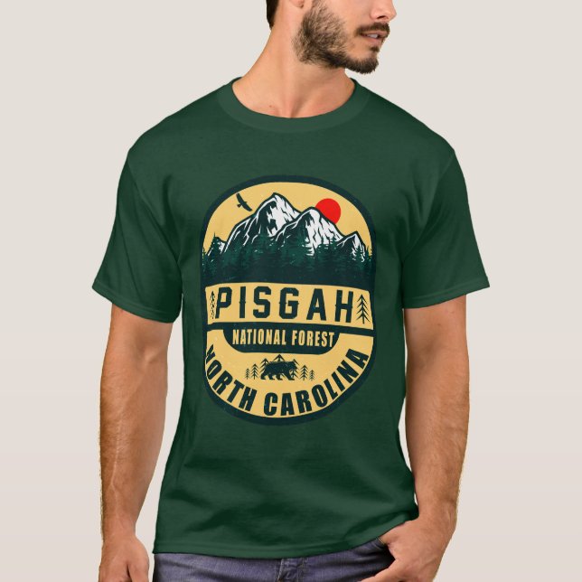 T-shirt Pisgah National Forest NC Retro Sunset Souvenirs (Devant)