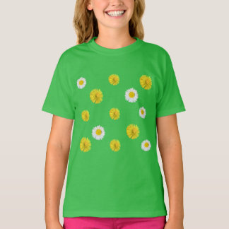 T-shirt Pissenlit jaune et marguerite blanche Enfants vert
