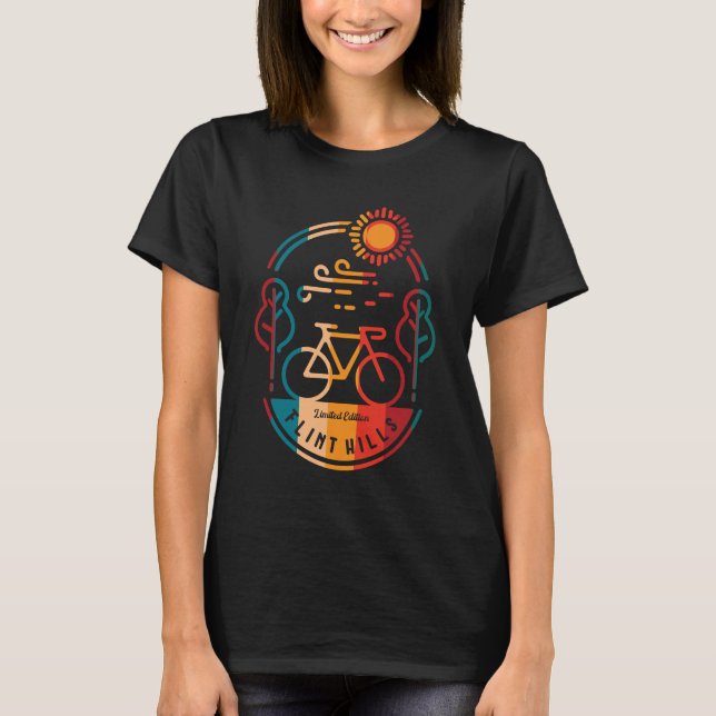 T-shirt Piste cyclable Retro Flint Hills. (Devant)