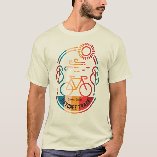 T-shirt Piste cyclable Retro Natchez Trace. (Devant)