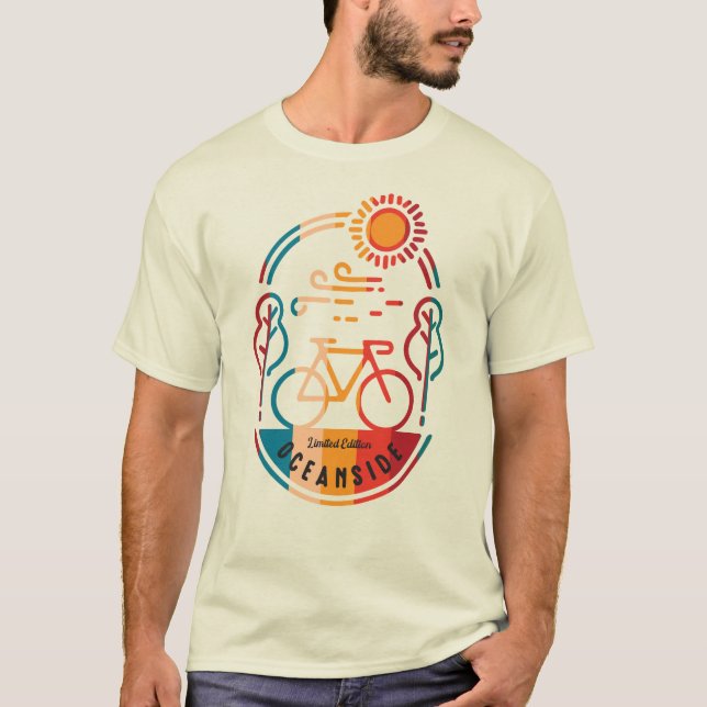 T-shirt Piste cyclable Retro Oceanside (Devant)