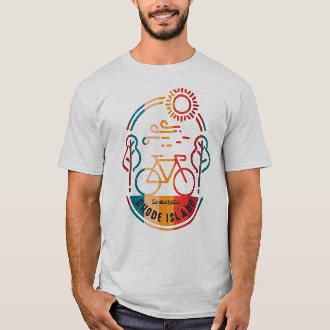 T-shirt Piste cyclable Retro Rhode Islands. (Devant)