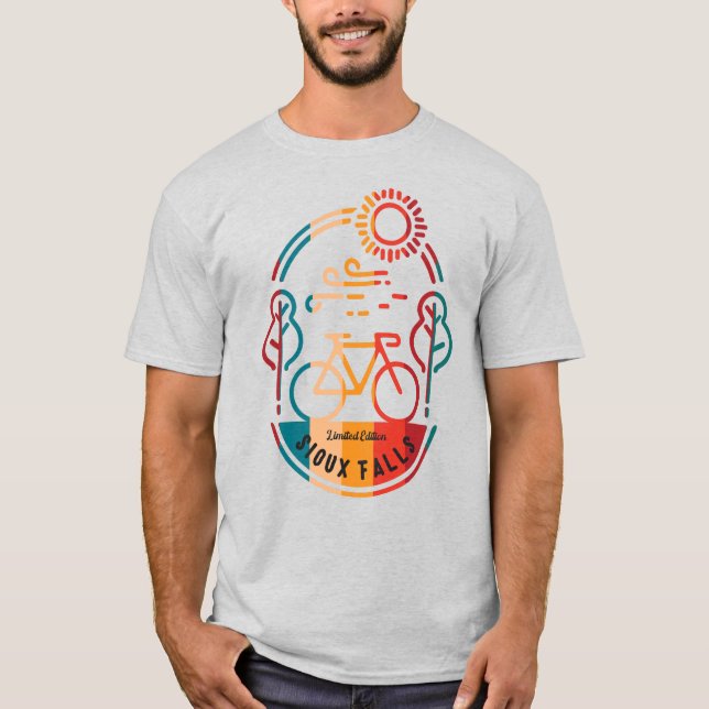 T-shirt Piste cyclable Retro Sioux Falls (Devant)