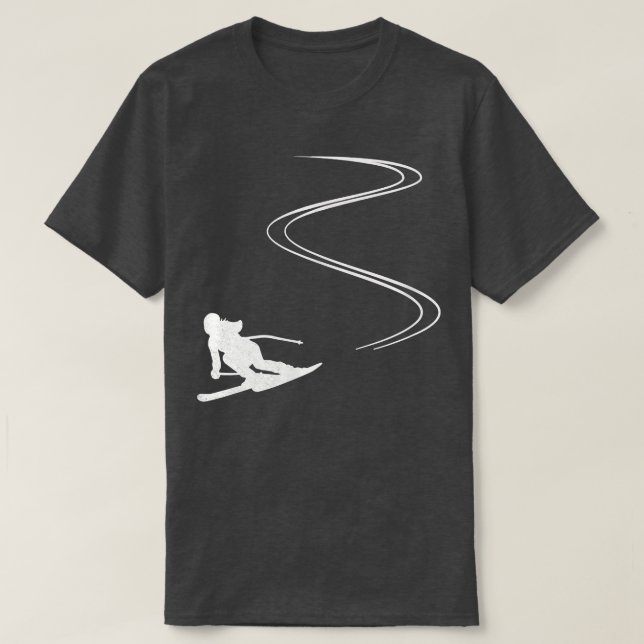 T-shirt Piste de ski dans la neige, ski (Design devant)