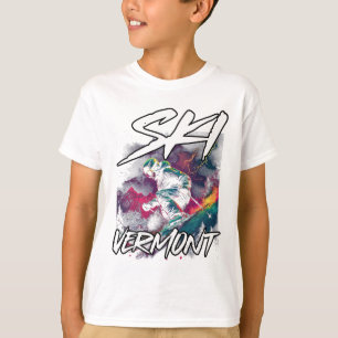 T-shirt Piste de ski du Vermont Aventure de ski alpin Ski