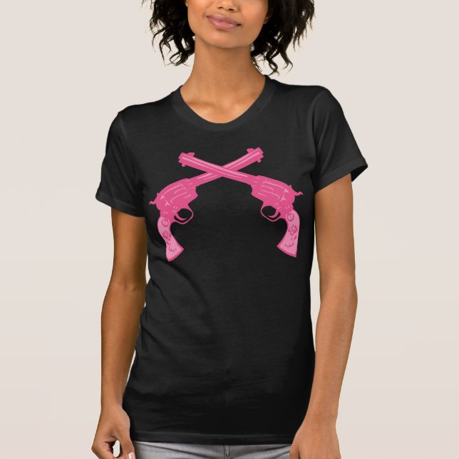 T-shirt Pistolets croisés rétro par rose (Devant)