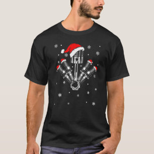T-shirt Piston Auto Plug Santa Hat Vélo Mécanicien Chris