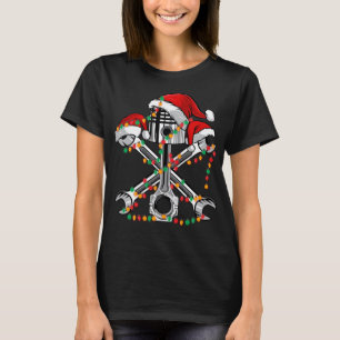 T-shirt Piston Wrench Santa Hat Feux de Noël Véhicule