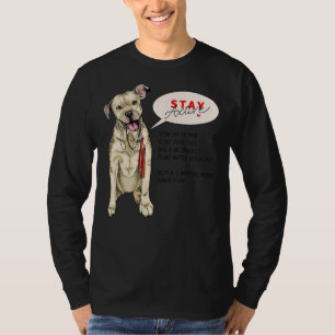 T-shirt Pit Bull Dog Assieds Avec Corde De Saut Restez À L