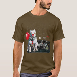 T-shirt Pit Bull Dog Clown Oh It Rain Balloon Funny Hallow