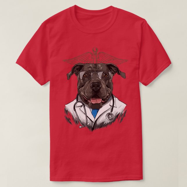 T-shirt Pit Bull Dogtor Vétérinaire Vétérinaire Chien Doct (Design devant)