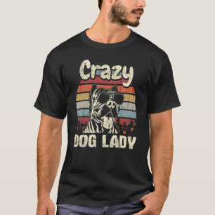 T-shirt Pit Bull Fou Chien Lady Fête Vintage Mère Retr
