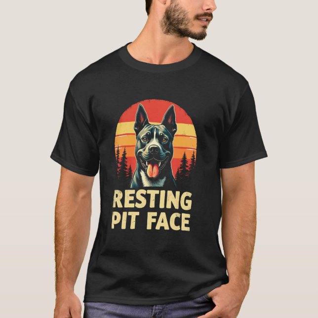 T-shirt Pit Bull joyeux et drôle - Tête de Pit reposée (Devant)