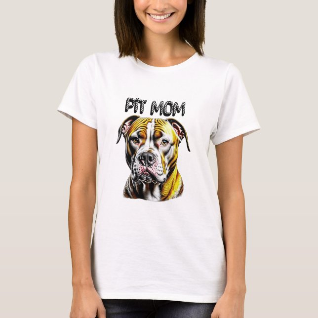 T-shirt Pit Bull Maman | AMOUREUX DES CHIENS (Devant)