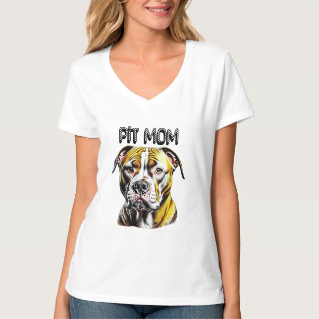 T-shirt Pit Bull Maman | AMOUREUX DES CHIENS (Devant)