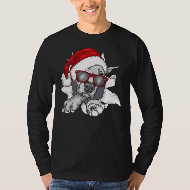 T-shirt Pit Bull Noël Joyeux Pitmas (Devant)