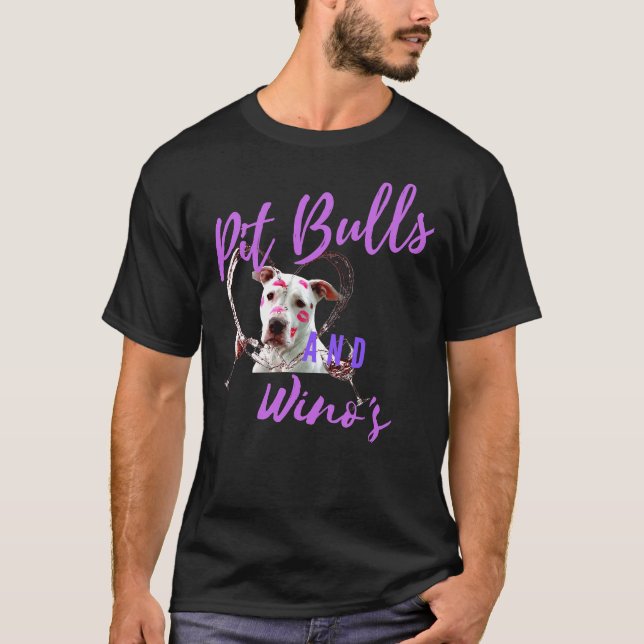 T-shirt Pit Bulles Et Vin (Devant)
