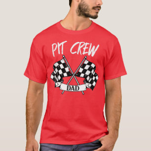 T-shirt Pit Crew Papa À damiers Flag Racing Family