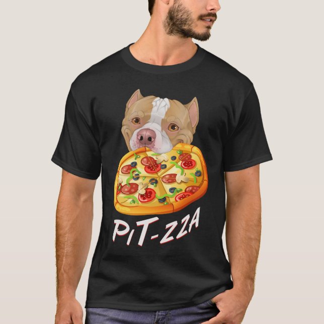 T-shirt Pit-zza ! Pit Bull & Pizza  (Devant)