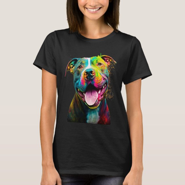 T-shirt Pitbull américain coloré pour pitbull (Devant)