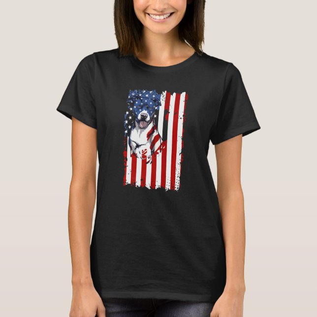 T-shirt Pitbull américain cool Drapeau américain Pitbulls  (Devant)