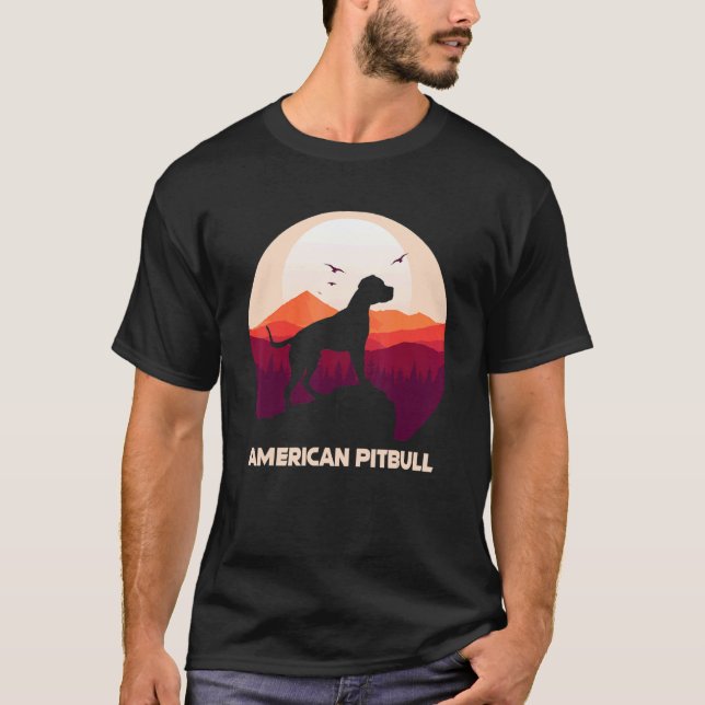 T-shirt Pitbull américain et Montagne (Devant)