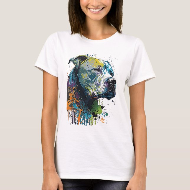 T-shirt Pitbull américain - Graffiti Ink Splash (Devant)