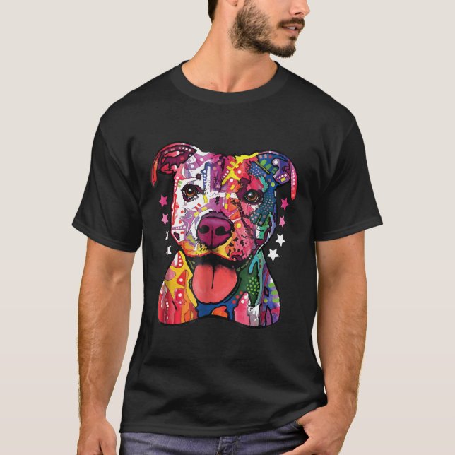 T-shirt Pitbull arc-en-ciel pour chien (Devant)