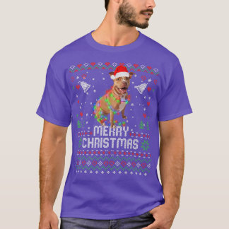 T-shirt Pitbull chapeau de Père Noël chien lumières de sap