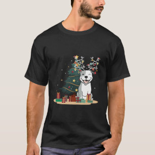 T-shirt Pitbull Chien Arbre de Noël Chandail de Noël Noël 