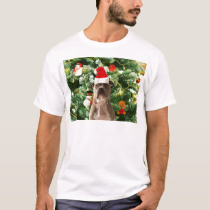 T-shirt Pitbull Chien Arbre de Noël Ornements Snowman