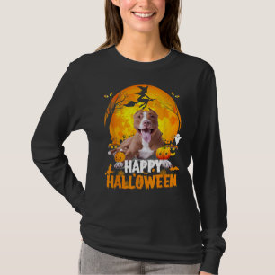 T-shirt Pitbull Chien Joyeux Jour D'Halloween Avec La Lune